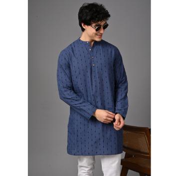 Indigo Textured Silk Kurta