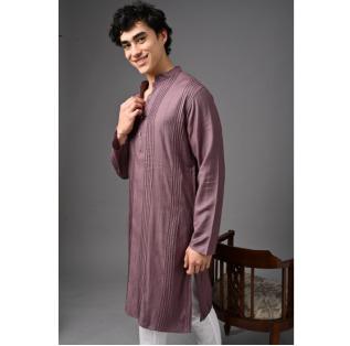 Mauve Pintuck Silk Kurta