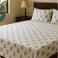 Majestic Cream 200 TC, 100% Printed cotton Bedsheet Double Bed