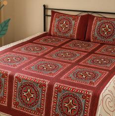 Thread work 200 TC, 100% Printed cotton Bedsheet Double Bed