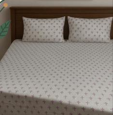 Pink 200 TC, 100% Printed cotton Bedsheet Double Bed