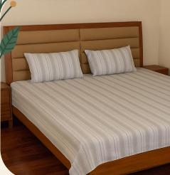 Brown strip 200 TC, 100% Printed cotton Bedsheet Double Bed