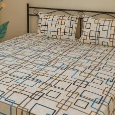 Geometrical 200 TC, 100% Printed cotton Bedsheet Double Bed