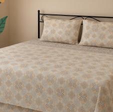 Brown 200 TC, 100% Printed cotton Bedsheet Double Bed