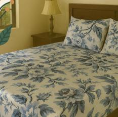 flora blue 200 TC, 100% Printed cotton Bedsheet Double Bed