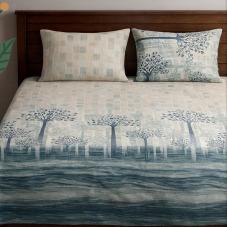 blue flora 200 TC, 100% Printed cotton Bedsheet Double Bed