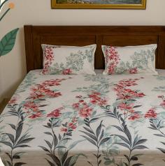 Flora print 200 TC, 100% Printed cotton Bedsheet Double Bed