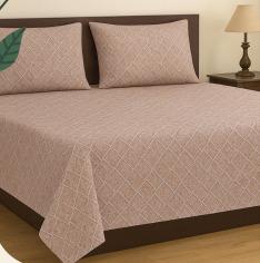 Pink geometrical 200 TC, 100% Printed cotton Bedsheet Double Bed