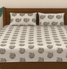 Brown flora 200 TC, 100% Printed cotton Bedsheet Double Bed