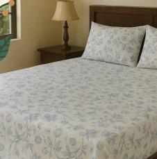 Blue flora 200 TC, 100% Printed cotton Bedsheet Double Bed