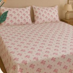 Red flora 200 TC, 100% Printed cotton Bedsheet Double Bed