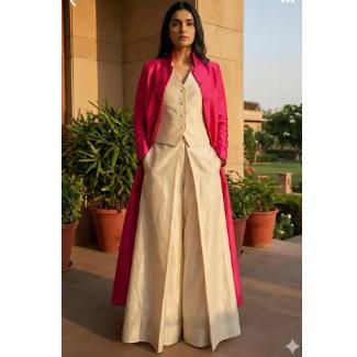 Raw Silk waistcoat Jacket Set