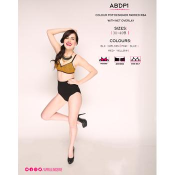 Black Golden Color Pop Designer Padded Bra