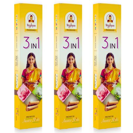 Nityarpan 3 in 1 Fragrance Agarbati | Jasmine, Chandan & Rose Agarbati