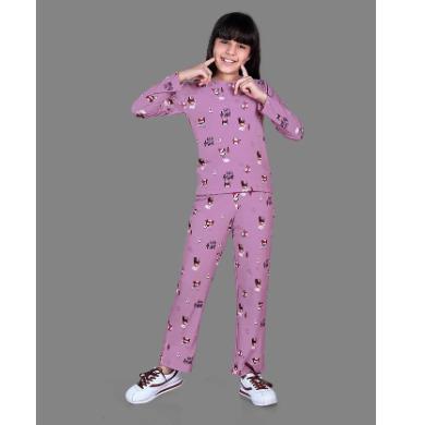 Purple Cartoon Print Night Suit