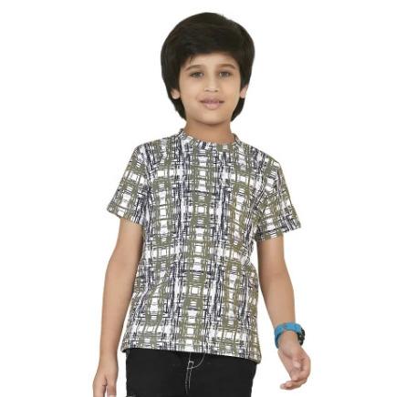 Grey Digital Printed Cotton Blend Boys T Shirt