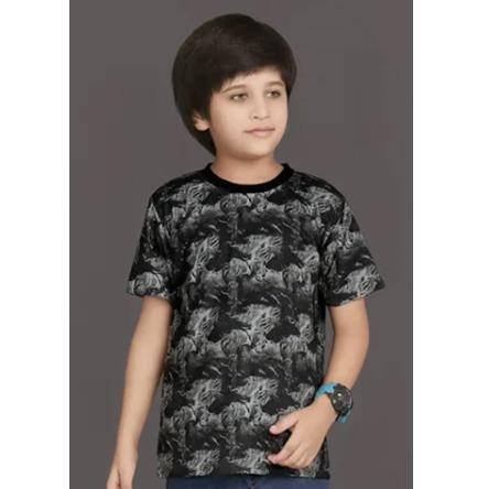 Black Soft Cotton Digital Printed Half Sleeve T shirt