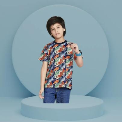 Navy Soft Cotton Blend Fancy Digital Printed T shirt