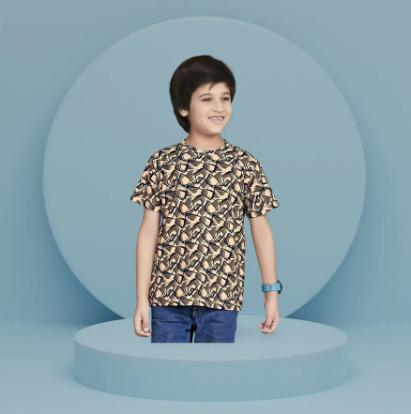 Brown Soft Cotton Blend Fancy Digital Printed T shirt