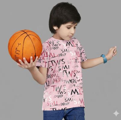 Pink Soft Cotton Blend Fancy Digital Printed T shirt