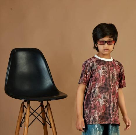 Mehroon Cotton Blend Fancy Digital Printed T shirt