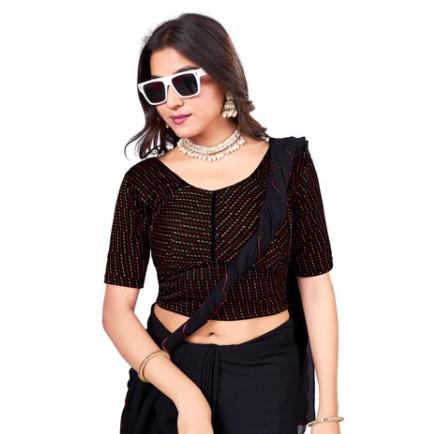 Black Round Neck Women Blouse