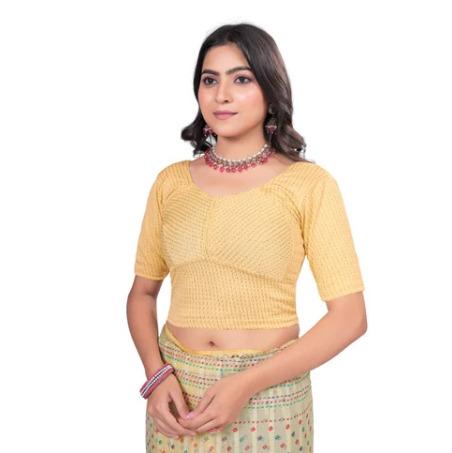 Beige Round Neck Women Blouse