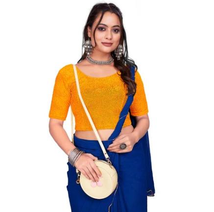 Yellow Round Neck Women Blouse
