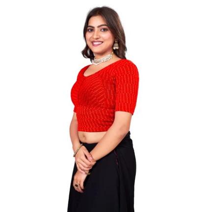 Red Round Neck Women Blouse