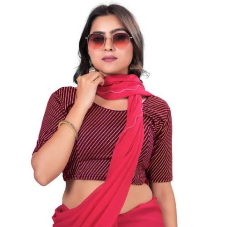 Dark Maroon Round Neck Women Blouse