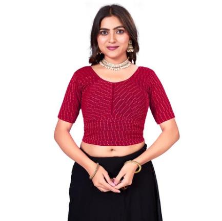 Maroon Round Neck Women Blouse