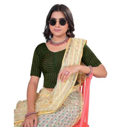 Dark Green Round Neck Women Blouse