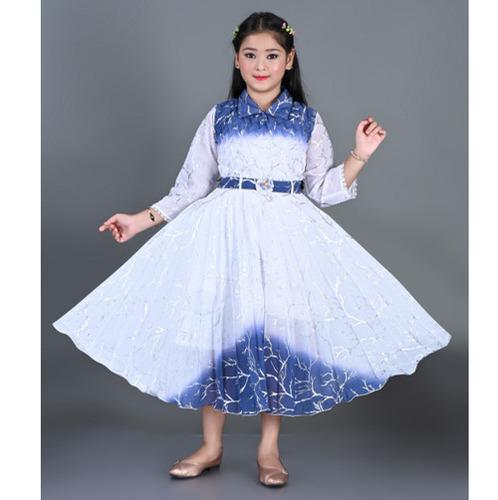 Blue Ombre Party Wear Frock for Girls