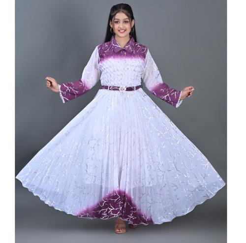Purple Ombre Party Wear Frock for Girls