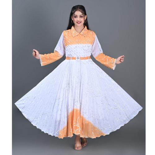 Peach Ombre Party Wear Frock