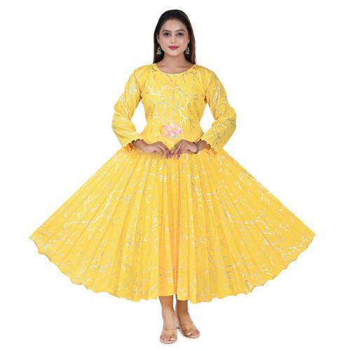 Elegant Yellow Party Wear Anarkali Dress