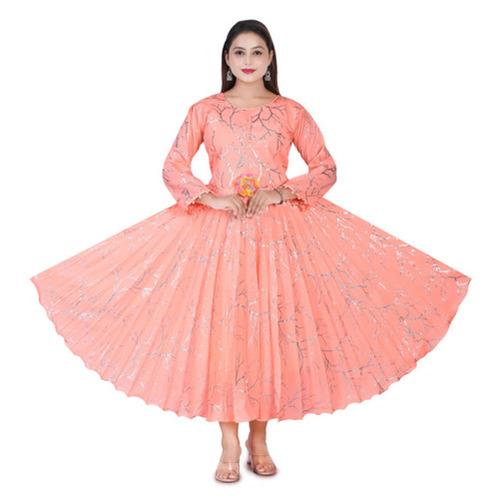 Elegant Orange Party Wear Anarkali Dress