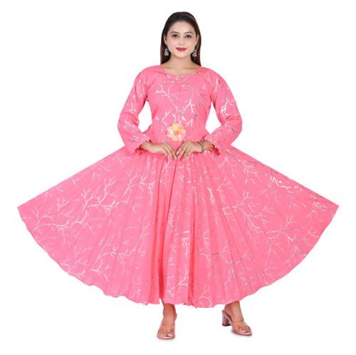 Elegant Pink Party Wear Anarkali Dress
