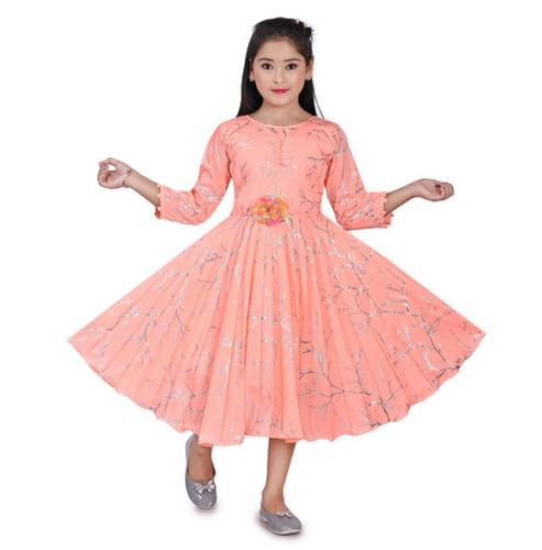 Designer Peach Full-Length Flared Dress