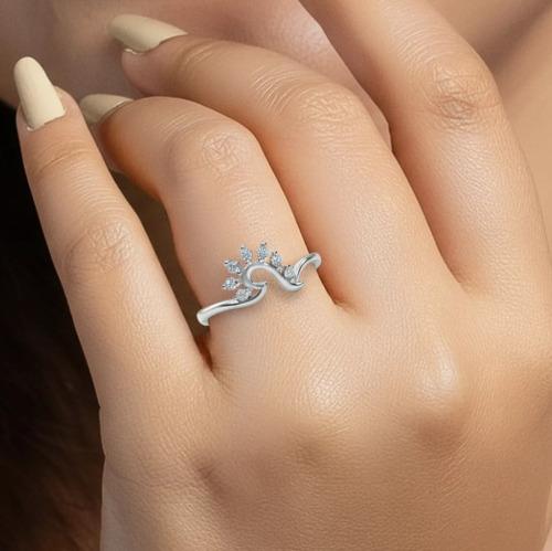 Silver Round Cut Zircon Ring For Female
