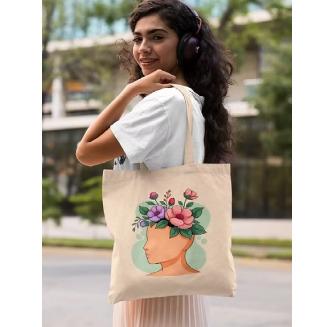 Kalaa Lifestyle Flower Girl Premium Canvas Tote Bag - Artistic Everyday Carry