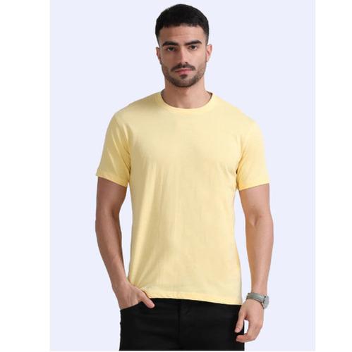 Biowashed Round Neck 100% Cotton Tshirt - Yellow