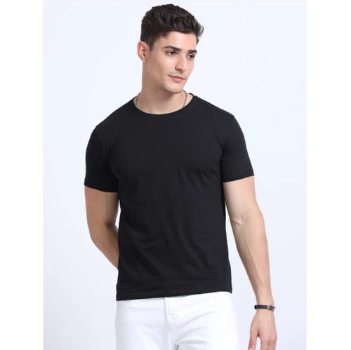 Biowashed Round Neck 100% Cotton Tshirt - Black