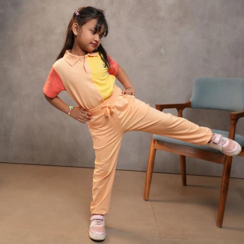 Girls Bamboo Peach Joggers with Elastic Waist