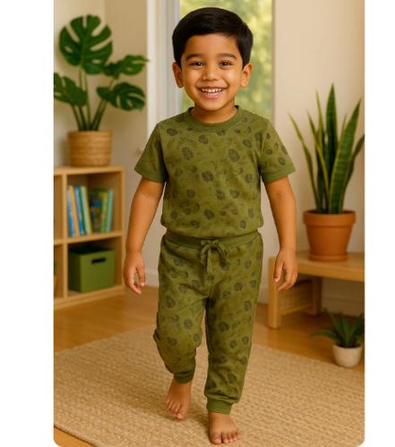Girls Bamboo Leaf Print Co-ord Set