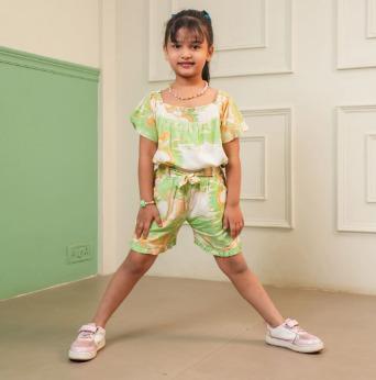 Girls Bamboo Marble Print Co-ord set (Top & Pants)