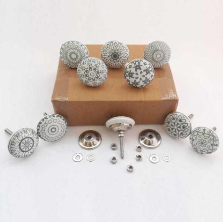 Round Knob Flate Grey