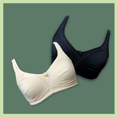 Full Coverage "Cotton Cloud" Mastectomy Bra Set of 2 (Black and Beige)