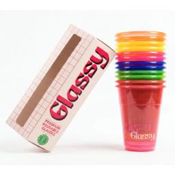 Glassy reusable party glasses 12 pcs (coloured)