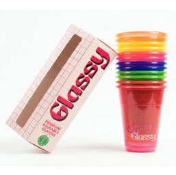 Glassy reusable party glasses 12 pcs (coloured)